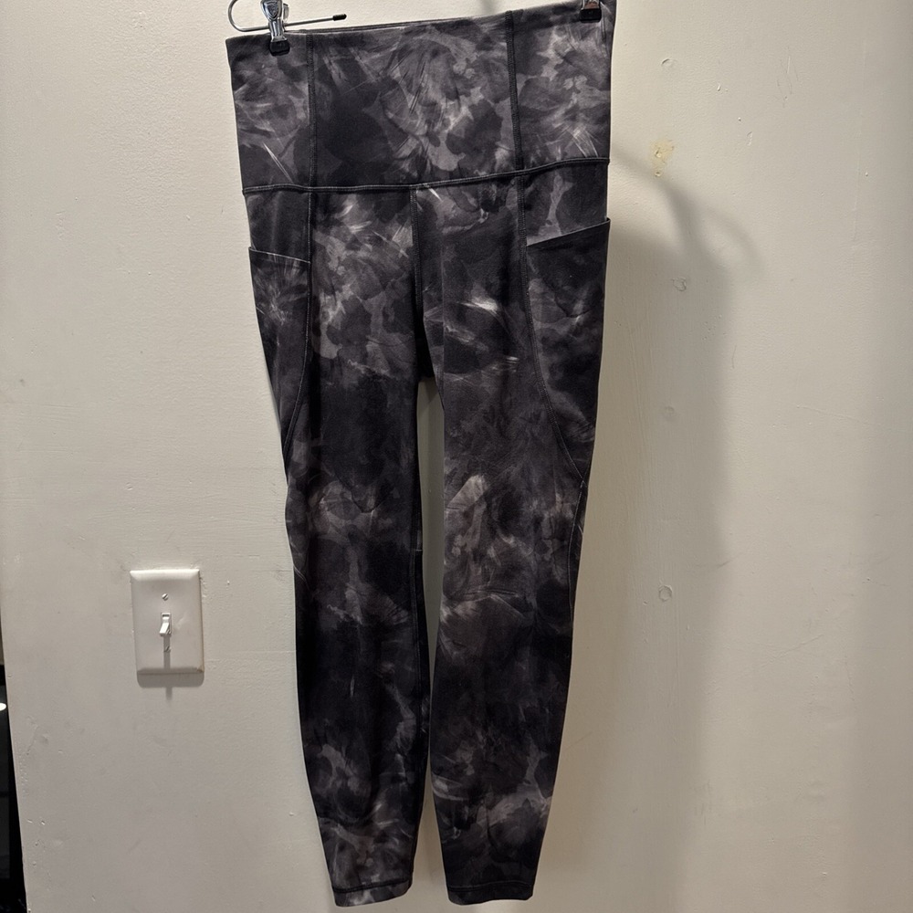 All in Motion Womens High-Rise Tie Dye Leggings with Pockets Black Gray